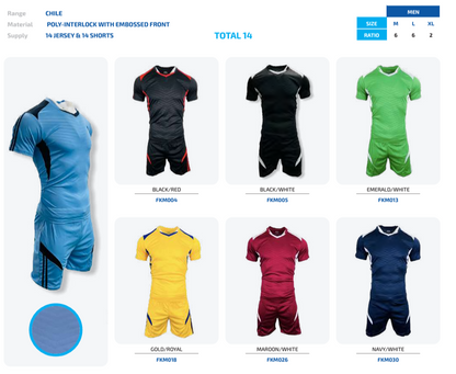 Chile Range Football Kits 14 pce