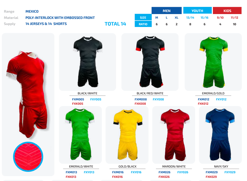 The Mexico Range Football Kits 14pce