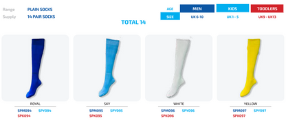 Soccer Plain socks Range set of