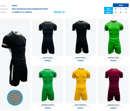 The Spain range Football Kit 14 pce